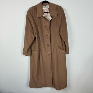 Vintage Kashmiracle Union Made Tan Faux Cashmere Pea Trench Coat Neutral